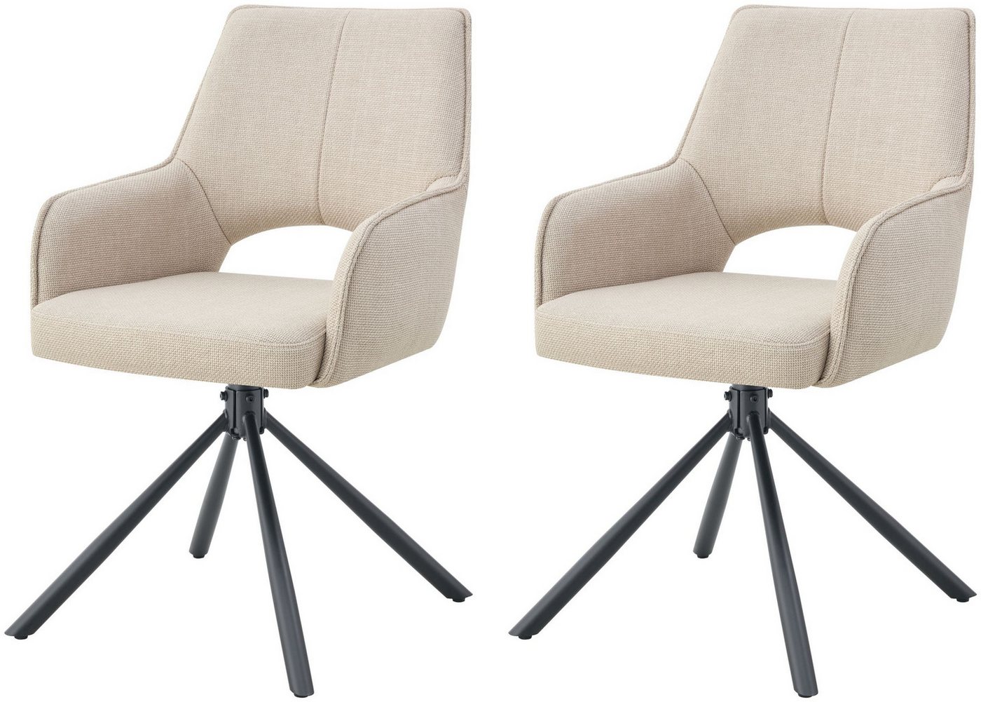 xonox.home Drehstuhl, Esszimmerstühle aus Webstoff in creme & Metallbeinen 57 x 91 x 64 cm von xonox.home