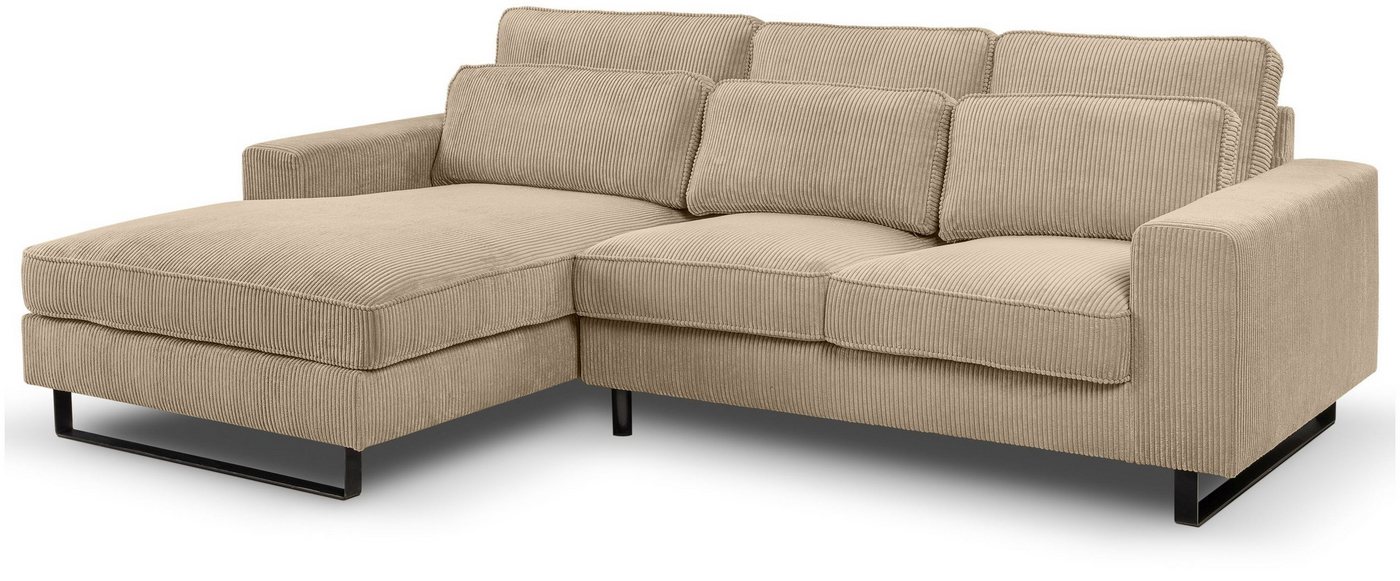 xonox.home Ecksofa, Cordsofa in L-Form Recamiere links in beige B/H/T: 276x91x183cm von xonox.home