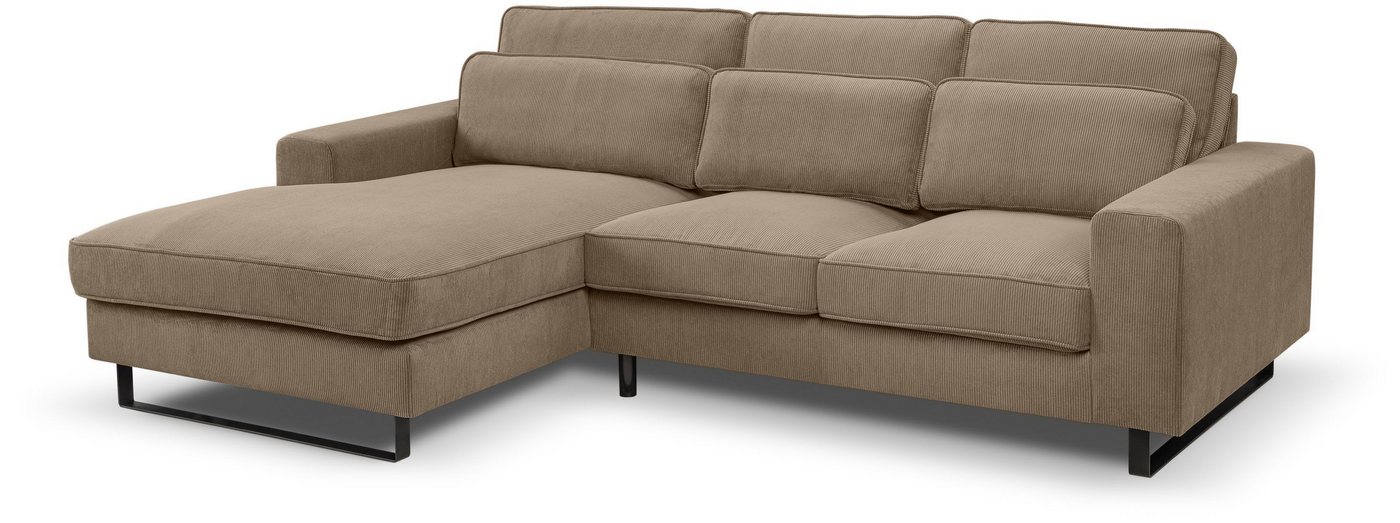 xonox.home Ecksofa, Cordsofa in L-Form Recamiere links in braun-beige 276x91x183cm von xonox.home