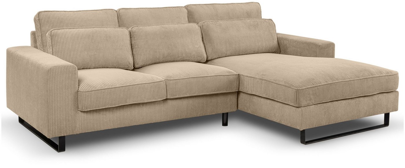 xonox.home Ecksofa, Cordsofa in L-Form Recamiere rechts in beige B/H/T: 276x91x183cm von xonox.home