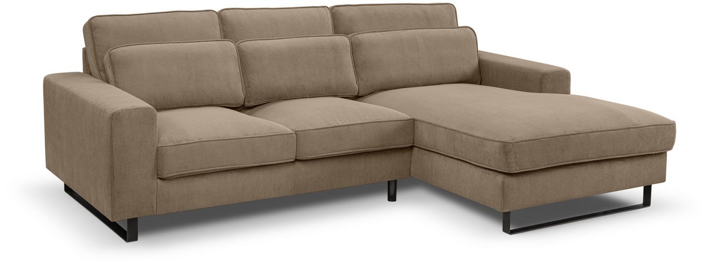 xonox.home Ecksofa, Cordsofa in L-Form Recamiere rechts in braun-beige 276x91x183cm von xonox.home