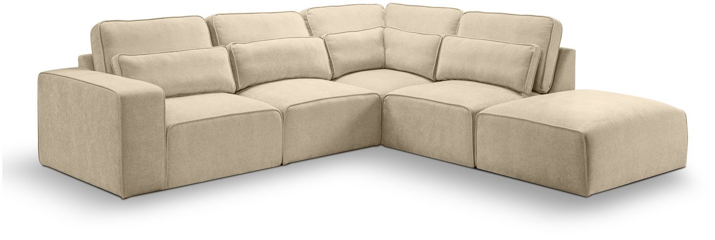 xonox.home Ecksofa, Ecksofa Recamiere rechts aus Webstoff in beige 305x90x281cm von xonox.home