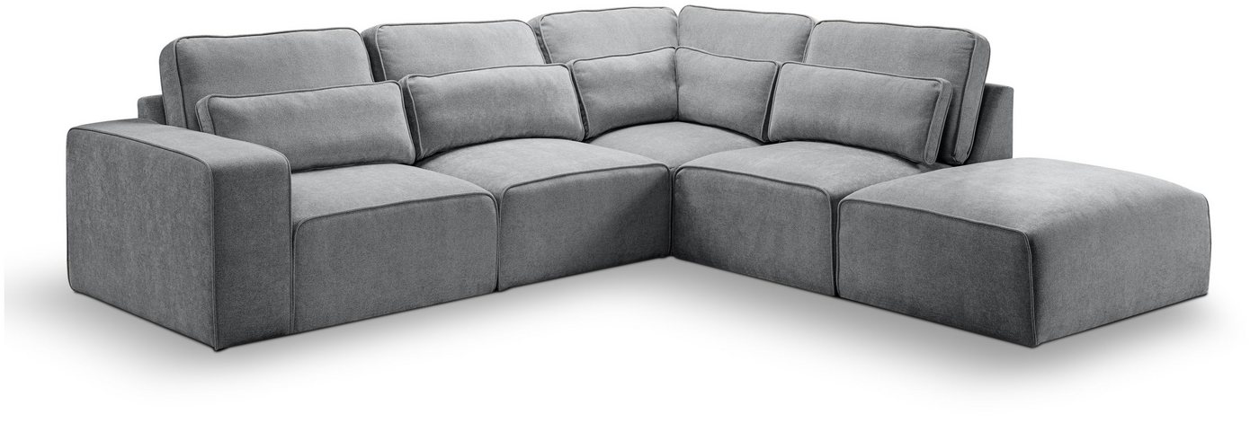 xonox.home Ecksofa, Ecksofa Recamiere rechts aus Webstoff in grau 305x90x281cm von xonox.home