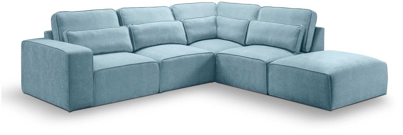 xonox.home Ecksofa, Ecksofa Recamiere rechts aus Webstoff in hellblau 305x90x281cm von xonox.home