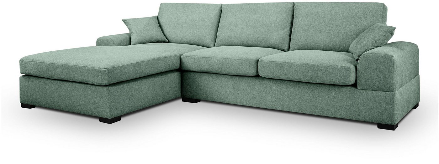 xonox.home Ecksofa, Sofa L-Form Recamiere links aus Strukturstoff in petrol 308x90x186cm von xonox.home