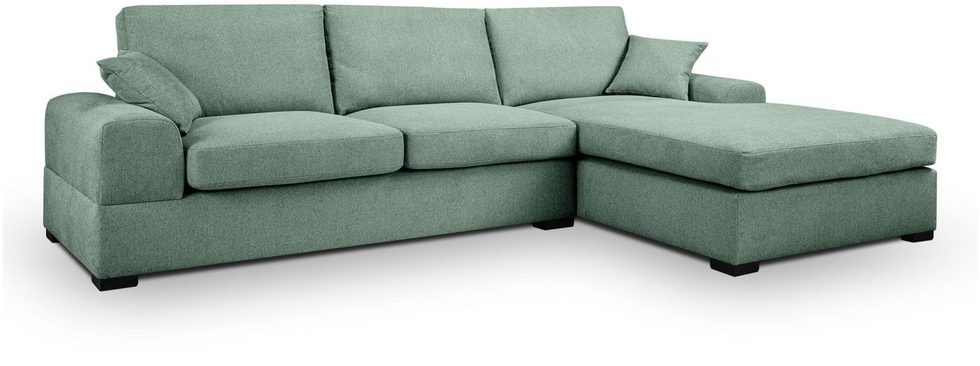 xonox.home Ecksofa, Sofa L-Form Recamiere rechts aus Strukturstoff in petrol 308x90x186cm von xonox.home