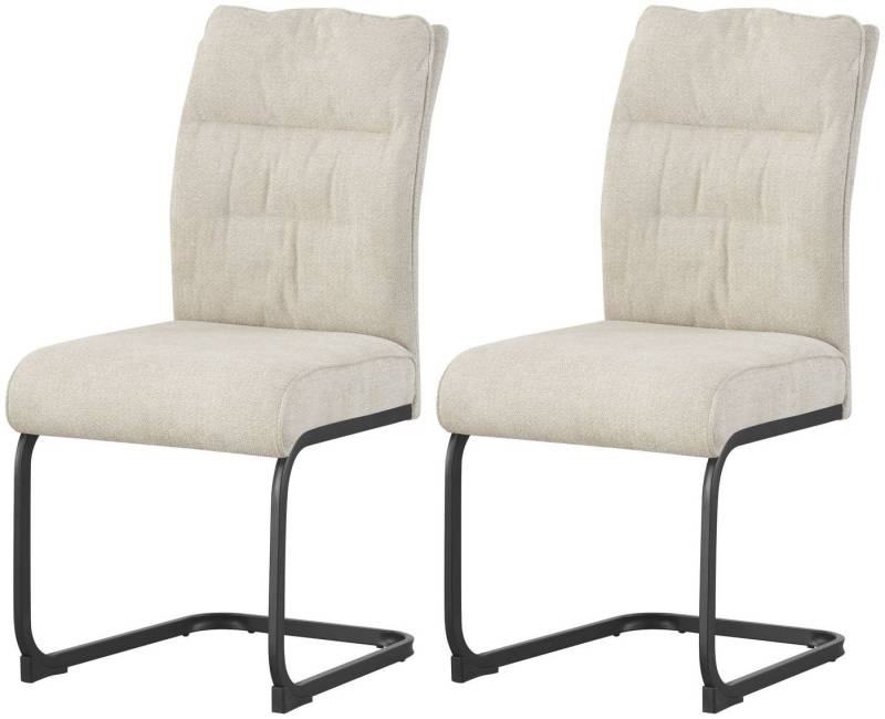 xonox.home Freischwinger, Esszimmerstühle aus Chenille-Optik in creme & Metallbeinen 47x94x61 cm von xonox.home