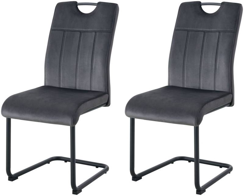 xonox.home Freischwinger, Esszimmerstühle aus Velouroptik in anthrazit & Metallbeinen 43x98x61cm von xonox.home