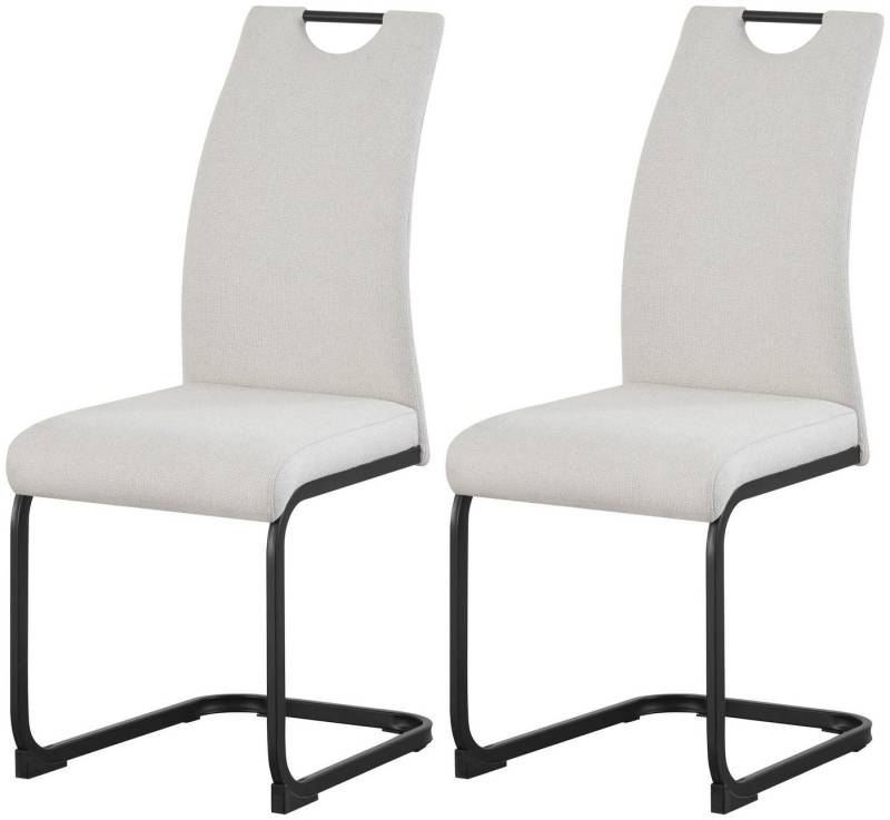 xonox.home Freischwinger, Esszimmerstühle aus Webstoff in creme & Metallbeinen 43 x 98 x 59 cm von xonox.home