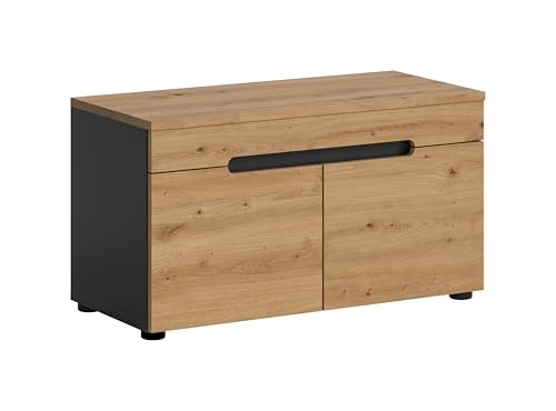 xonox.home Garderobe Canu Sitzbank Bank Garderobenbank Flurbank Truhe Schuhregal in Front Artisan Eiche Nb., Korpus Basalt grau Nb., Abs. Artisan Eiche Nb.ca. 80x45x37 cm von xonox.home