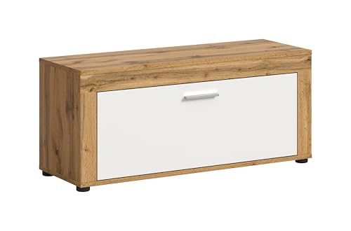xonox.home Garderobe Jam X8BK6631 Sitzbank Bank in Wotan Eiche Nb., weiß., ca. 100x44x35 cm von xonox.home