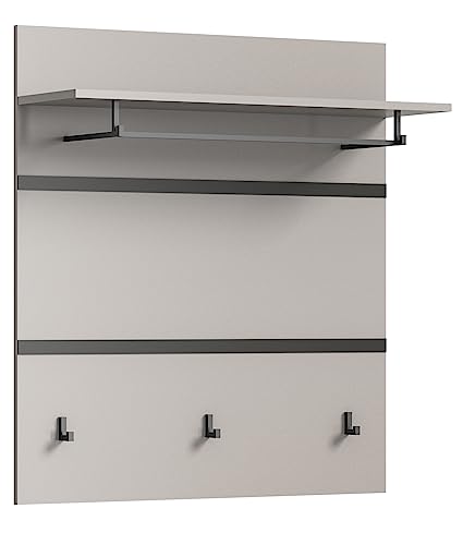 xonox.home Garderobe Jaru X82C4621 Garderobenpaneel Wandgarderobe in grau Nb. Absetzung schwarz,ca. 85x93x25cm von xonox.home