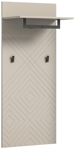 xonox.home Garderobe Notes Wandpaneel Paneel Wandboard Wandgarderobe Garderobenwand Garderobenpaneel Flurpaneel Front sandbeige melamin Korpus sandbeige matt MDF Tiefzieh, ca. 60x140x35 cm von xonox.home