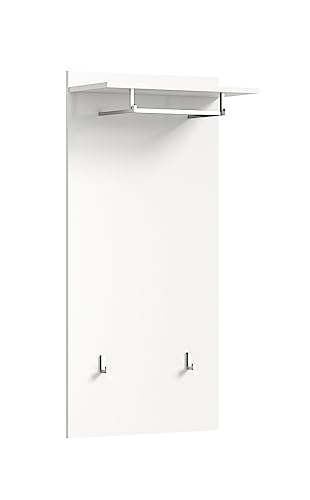 xonox.home Garderobe Prego Garderobenpaneel Wandgarderobe Wandpaneel Flurpaneel in weiß Nb. (Ablage weiß Hochglanz), ca. 55x114x28 cm von xonox.home