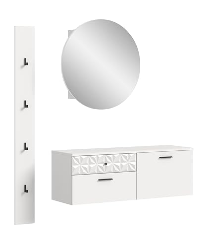 xonox.home Garderobe Prisma 3tlg. Set Garderobenkombination Garderobenschrank Garderobenmöbel Flurmöbel-Set Flursystem Stauraumlösung in weiß Absetzung weiß Hochglanz Tiefzieh xonox.home Garderobe Prisma 3tlg. Set Garderobenkombination Garderobenschrank Garderobenmöbel Flurmöbel-Set Flursystem Stauraumlösung in weiß Absetzung weiß Hochglanz Tiefzieh von xonox.home