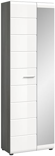 xonox.home Garderobe Salsa Garderobenschrank Schrank Front weiß Hochglanz MDF TZ Korpus rauchsilber Nb.ca.60x192x37 cm von xonox.home