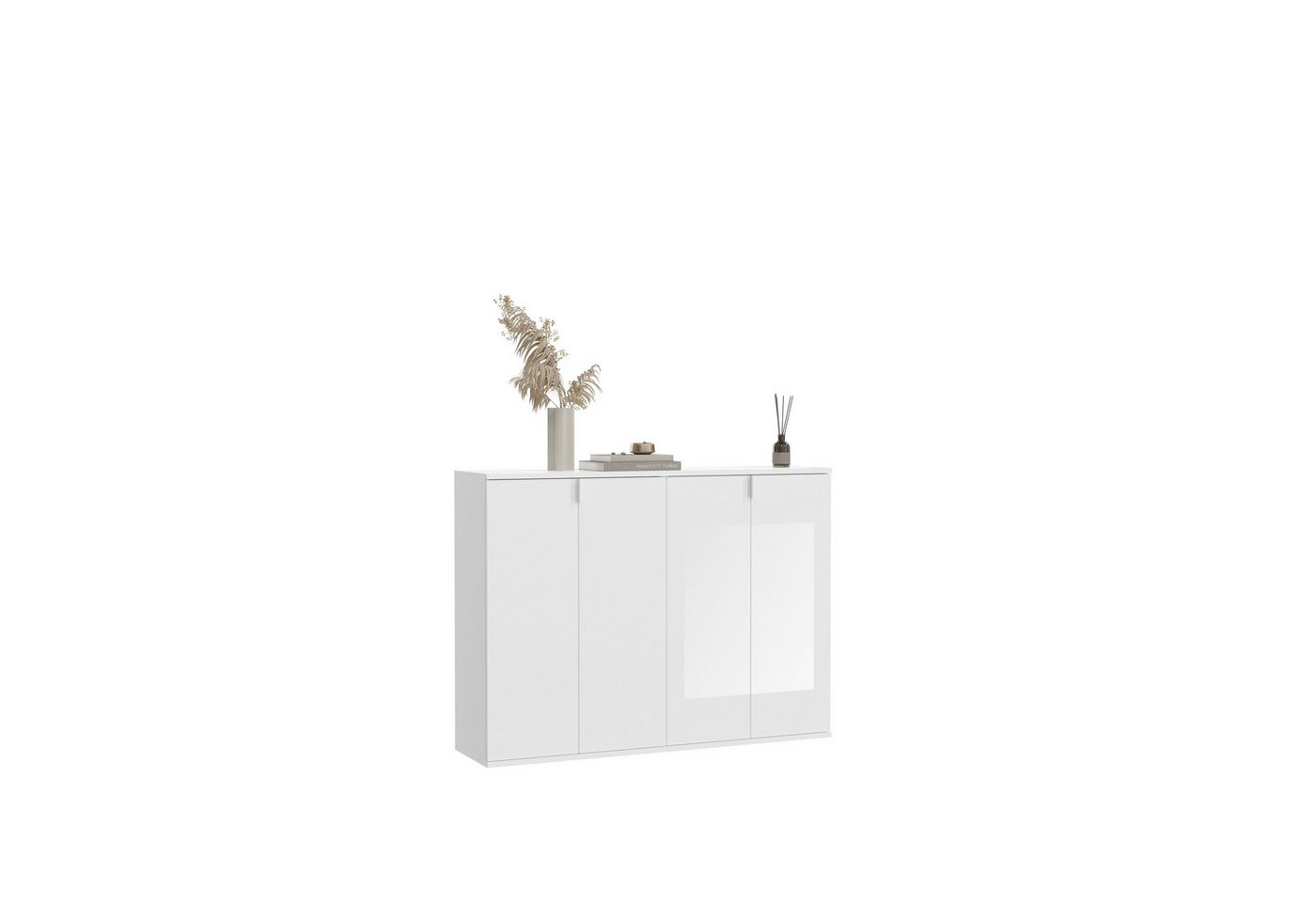 xonox.home Garderoben-Set, (2tlg. Set bestehend aus 2x Schuhkommode), Weiß Hochglanz Melamin Modern 122x97x34 cm von xonox.home