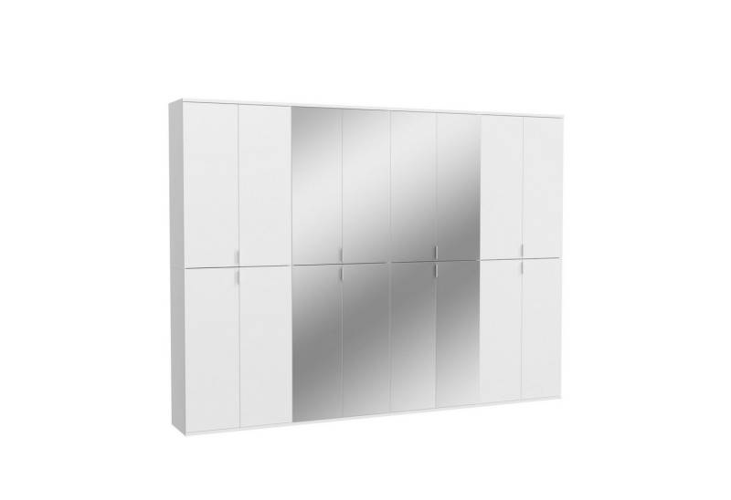 xonox.home Garderoben-Set, (4tlg. Set bestehend aus 2x Hochschrank breit, 2x Spiegelschrank breit), Weiß Hochglanz Melamin Modern 244x193x34 cm von xonox.home