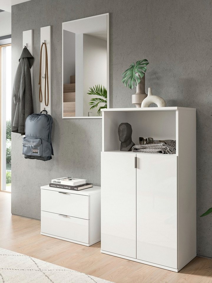 xonox.home Garderoben-Set Garderoben Set Projekt X, mit Schuhschrank weiß Hochglanz 5-teilig, (5-St) von xonox.home