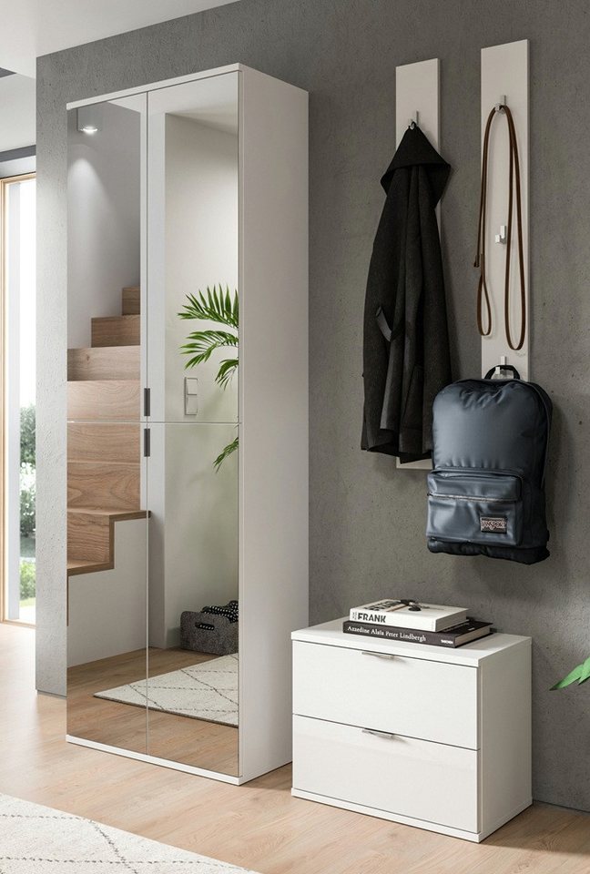 xonox.home Garderoben-Set Garderoben Set Projekt X Spiegelschrank breit weiß Hochglanz 4-teilig, (4-St) von xonox.home