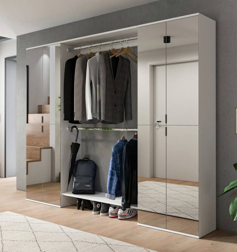 xonox.home Garderoben-Set Garderoben Set Projekt X mit Zwischenelement weiß Hochglanz 3-teilig, (3-St) von xonox.home