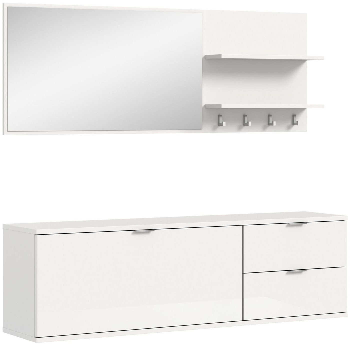 xonox.home Garderoben-Set Garderobenkombination Projekt X, weiß Nachbildung B/H/T: ca.144 x 191 x 37 cm von xonox.home