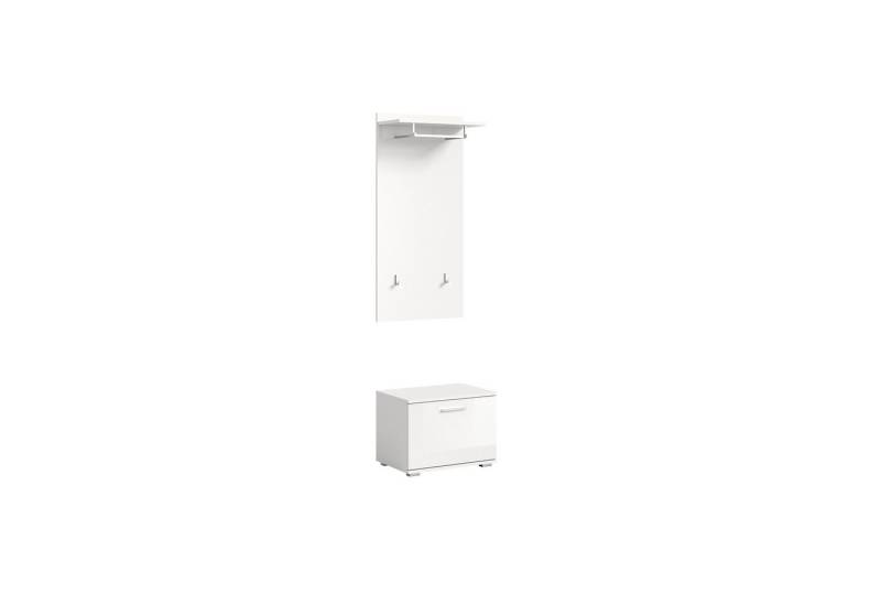 xonox.home Garderoben-Set Prego, (2tlg. Set bestehend aus Sitzbank, Garderobenschrank), Weiß Hochglanz Melamin Modern 55x191x37 cm von xonox.home