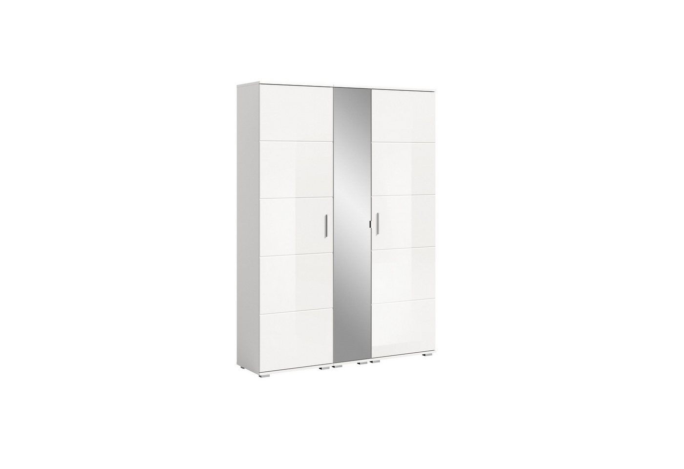 xonox.home Garderoben-Set Prego, (3tlg. Set bestehend aus 2x Garderobenschrank, Spiegelschrank), Weiß Hochglanz Melamin Modern 140x191x37 cm von xonox.home