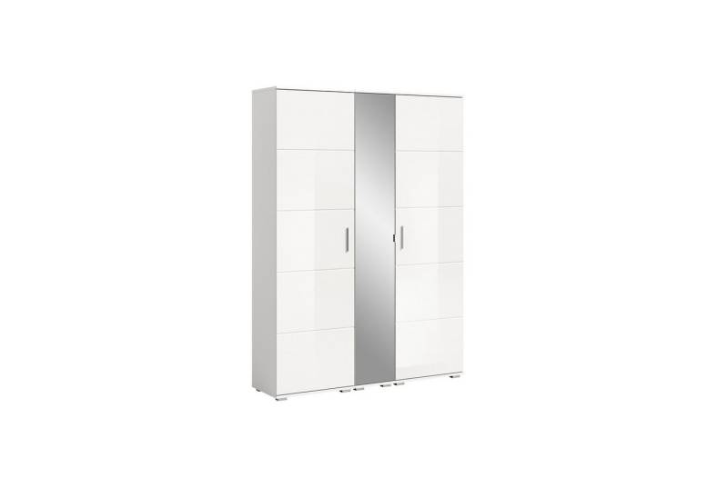 xonox.home Garderoben-Set Prego, (3tlg. Set bestehend aus 2x Garderobenschrank, Spiegelschrank), Weiß Hochglanz Melamin Modern 140x191x37 cm von xonox.home