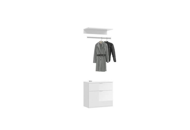xonox.home Garderoben-Set, Weiß Hochglanz Melamin Modern 60x61x34 cm von xonox.home