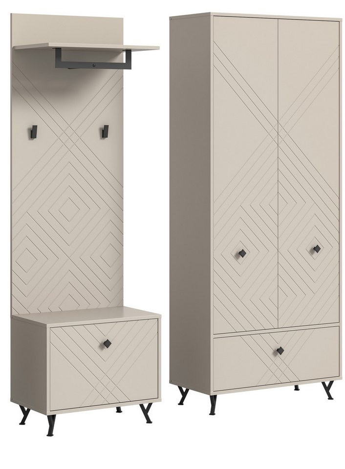 xonox.home Garderoben-Set in Sandbeige Matt - 195x190x35cm (BxHxT) von xonox.home