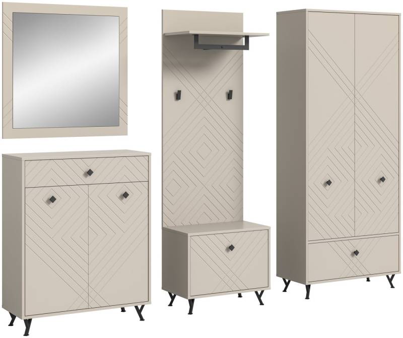 xonox.home Garderoben-Set in Sandbeige Matt - 250x190x35cm (BxHxT) von xonox.home