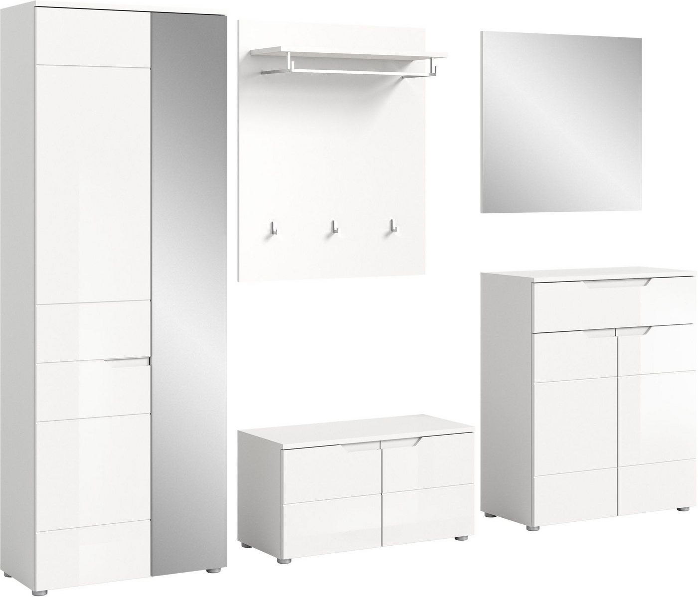 xonox.home Garderoben-Set, 5-tlg. Set weiß hochglanz 258x193x37 cm von xonox.home