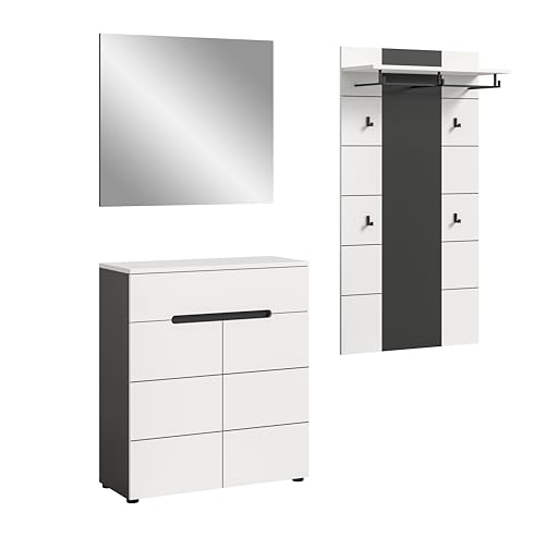 xonox.home - Garderobenkombination Canu 3tlg. 175x190x37 cm in Korpus Basalt grau Nb., Front weiß Nb. - Garderobenschrank Garderobenmöbel Flurmöbel-Set Flursystem Stauraumlösung xonox.home - Garderobenkombination Canu 3tlg. 175x190x37 cm in Korpus Basalt grau Nb., Front weiß Nb. - Garderobenschrank Garderobenmöbel Flurmöbel-Set Flursystem Stauraumlösung von xonox.home