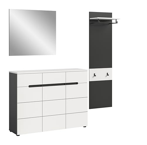 xonox.home - Garderobenkombination Canu 3tlg. 180x190x37 cm in Korpus Basalt grau Nb., Front weiß Nb. - Garderobenschrank Garderobenmöbel Flurmöbel-Set Flursystem Stauraumlösung xonox.home - Garderobenkombination Canu 3tlg. 180x190x37 cm in Korpus Basalt grau Nb., Front weiß Nb. - Garderobenschrank Garderobenmöbel Flurmöbel-Set Flursystem Stauraumlösung von xonox.home