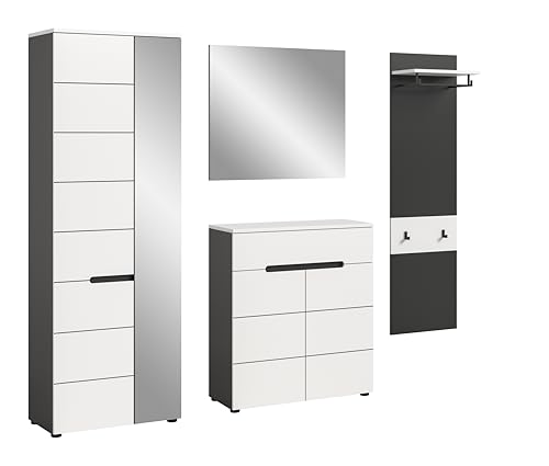 xonox.home - Garderobenkombination Canu 4tlg. 220x190x37 cm in Korpus Basalt grau Nb., Front weiß Nb. - Garderobenschrank Garderobenmöbel Flurmöbel-Set Flursystem Stauraumlösung xonox.home - Garderobenkombination Canu 4tlg. 220x190x37 cm in Korpus Basalt grau Nb., Front weiß Nb. - Garderobenschrank Garderobenmöbel Flurmöbel-Set Flursystem Stauraumlösung von xonox.home