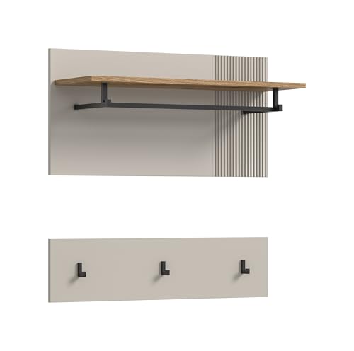 xonox.home – Garderobenpaneel Slide 80x80x28 cm in Kaschmir und Evoke Oak Nachbildung – Flurgarderobe mit Haken & Ablage in Holzoptik – Wandpaneel zeitlos & flach gebaut für Diele & Eingangsbereich xonox.home – Garderobenpaneel Slide 80x80x28 cm in Kaschmir und Evoke Oak Nachbildung – Flurgarderobe mit Haken & Ablage in Holzoptik – Wandpaneel zeitlos & flach gebaut für Diele & Eingangsbereich von xonox.home