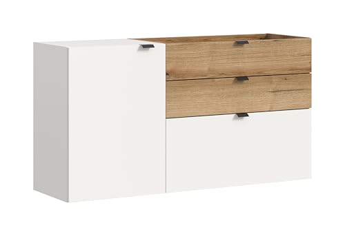 xonox.home - Hängekommode Naro 120x64x37 cm in Korpus und Front weiß und Abs. Evoke Oak Nachbildung - Hängeschrank Kommode Highboard Stauraumschrank - gemütlich & praktisch xonox.home - Hängekommode Naro 120x64x37 cm in Korpus und Front weiß und Abs. Evoke Oak Nachbildung - Hängeschrank Kommode Highboard Stauraumschrank - gemütlich & praktisch von xonox.home