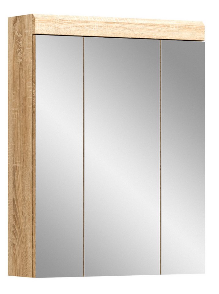xonox.home Hängeschrank Lambada Sonoma Eiche Hell Spiegelglas Melamin Modern 60x79x18 cm von xonox.home