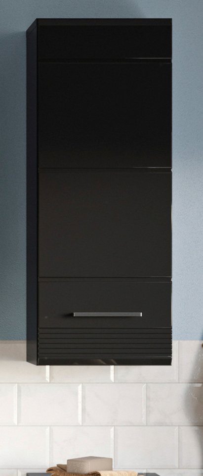 xonox.home Hängeschrank Linus (Badschrank in schwarz, 30 x 77 cm) Hochglanz, 3 Fächer von xonox.home