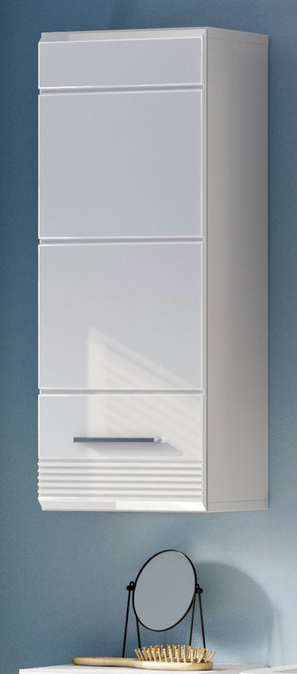 xonox.home Hängeschrank Linus (Badschrank in weiß, 30 x 77 cm) Hochglanz, 3 Fächer von xonox.home