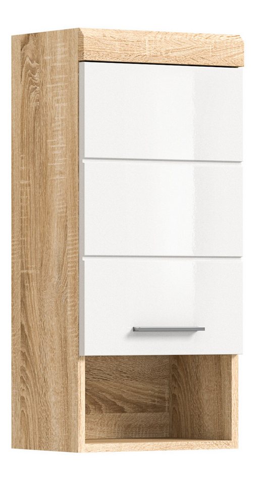 xonox.home Hängeschrank Lambada Sonoma Eiche Hell Weiß Hochglanz Melamin Modern 37x79x24 cm von xonox.home