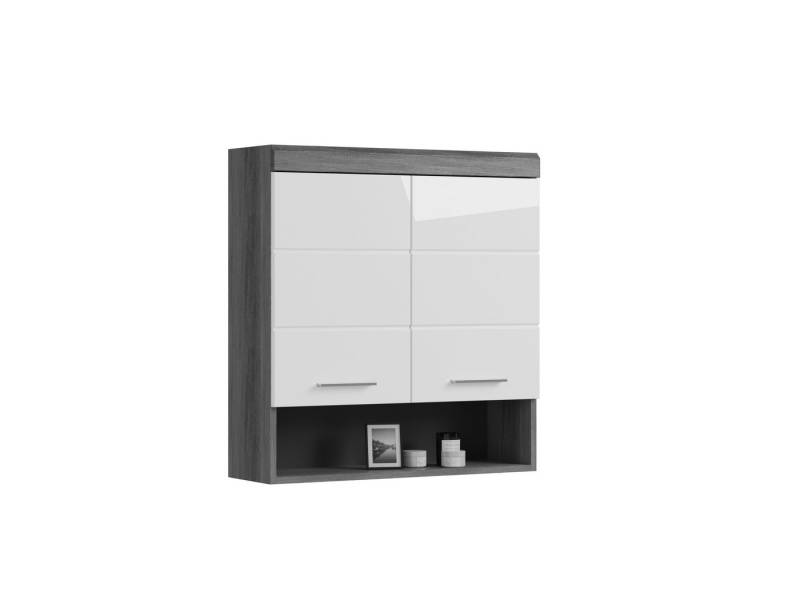 xonox.home Hängeschrank Scout Weiß Hochglanz Rauchsilber Melamin Modern 74x79x24 cm von xonox.home