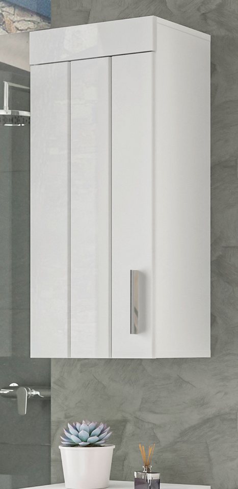 Hängeschrank Snow (Badschrank 36 x 79 cm) weiß Hochglanz von xonox.home