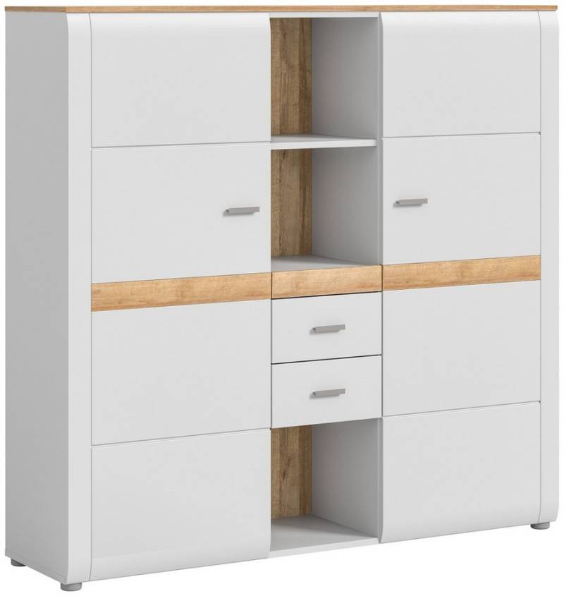 xonox.home Highboard in Ashgrey Matt - 141x138x37cm (BxHxT) von xonox.home