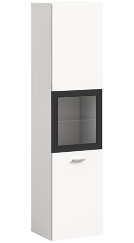 xonox.home Badezimmer Boston Badezimmerschrank Badschrank stehend Wandschrank hängend Standschrank Hängeschrank in weiß, ca.30x125x29cm Glas mit schwarzem Rahmen bodenstehend/hängend montierbar von xonox.home