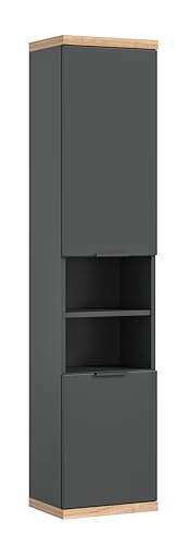 xonox.home – Hängeschrank Nuaro 35x160x31 cm in Anthrazit Grau und Nox Oak Nachbildung – Schlanker Badschrank zur Wandmontage – modern, platzsparend & funktional von xonox.home