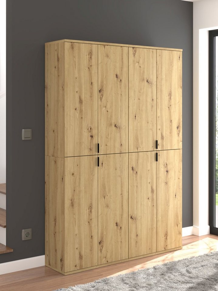 xonox.home Kleiderschrank Garderobenschrank Projekt X 1, Kombination, Artisan Eiche, 2-teilig (2-St) Garderoben-Set, Flurgarderoben Set in Eiche 2-teilig, Kompaktgarderobe von xonox.home