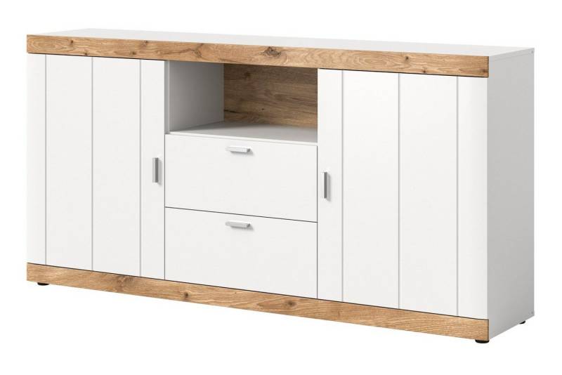 Inn.Furn Kommode Sopela (Anrichte in weiß mit Eiche, Landhausstil, 180 x 91 cm), mit Soft-Close von Inn.Furn