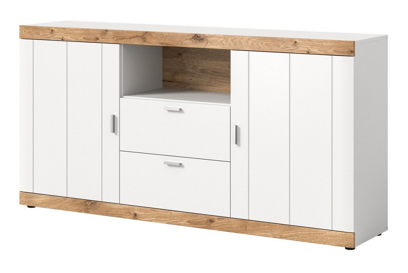 Inn.Furn Kommode Sopela (Anrichte in weiß mit Eiche, Landhausstil, 180 x 91 cm), mit Soft-Close von Inn.Furn